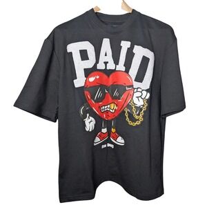 Reason PAID Tee Black‎ Chenille Graphic Heavy T-Shirt NWT Men's Small RCS6TM-211